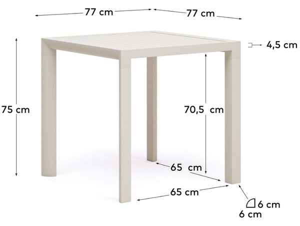 Bílý kovový zahradní jídelní stůl Kave Home Culip 77 x 77 cm