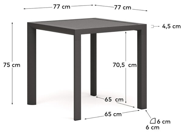 Šedý kovový zahradní jídelní stůl Kave Home Culip 77 x 77 cm