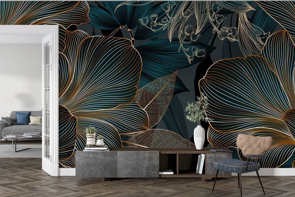 Fototapeta Elegantní květinový design v tmavých tónech, Moderní fototapety, Populární fototapety, w08675 - Tapeko.co.cz