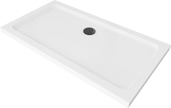 Mexen SLIM - Obdélníková sprchová vanička 140x70x5cm + černý sifon, bílá, 40107014B