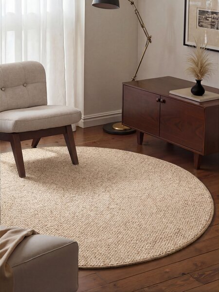 BT Carpet, Kusový koberec Wolly 102842 kruh, 133x133 (průměr) kruh, béžová, ložnice