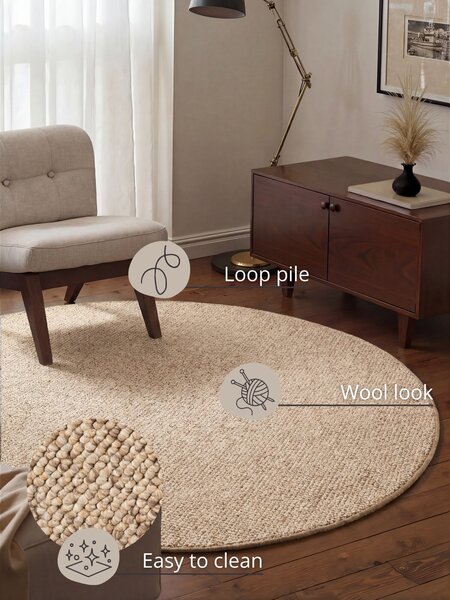 BT Carpet, Kusový koberec Wolly 102842 kruh, 133x133 (průměr) kruh, béžová, ložnice