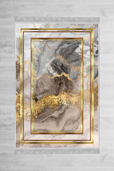 Conceptum Hypnose Koberec Marble Frame 80x200 cm šedý/zlatý