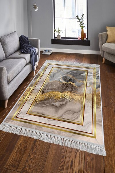 Conceptum Hypnose Koberec Marble Frame 80x200 cm šedý/zlatý