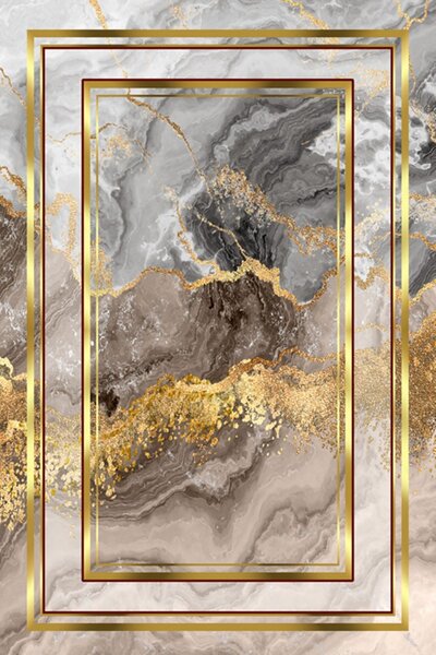Conceptum Hypnose Koberec Marble Frame 80x200 cm šedý/zlatý