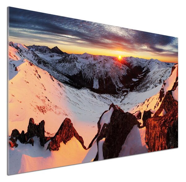Skleněný panel do kuchynské linky Hory zima pksh-94339493