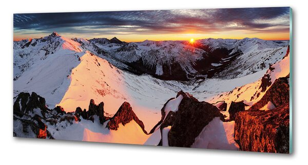Skleněný panel do kuchynské linky Hory zima pksh-94339493