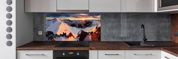 Skleněný panel do kuchynské linky Hory zima pksh-94339493