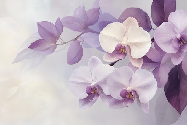 Fototapeta Jemné orchideje v jemných odstínech, Květinové fototapety, Populární fototapety, w02910 - Tapeko.co.cz