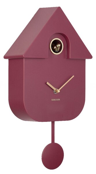 Kyvadlové nástěnné hodiny s kukačkou 6094PU Karlsson 41cm, červené
