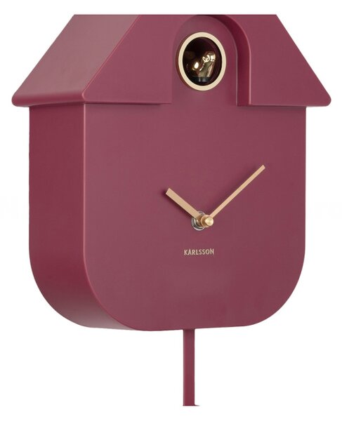 Kyvadlové nástěnné hodiny s kukačkou 6094PU Karlsson 41cm, červené