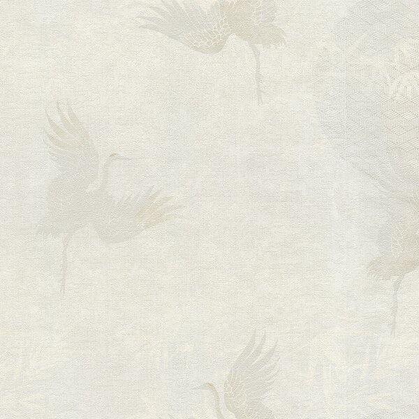 Luxusní bílo-šedá vliesová tapeta na zeď, ptáci 72905, Zen, Emiliana Parati