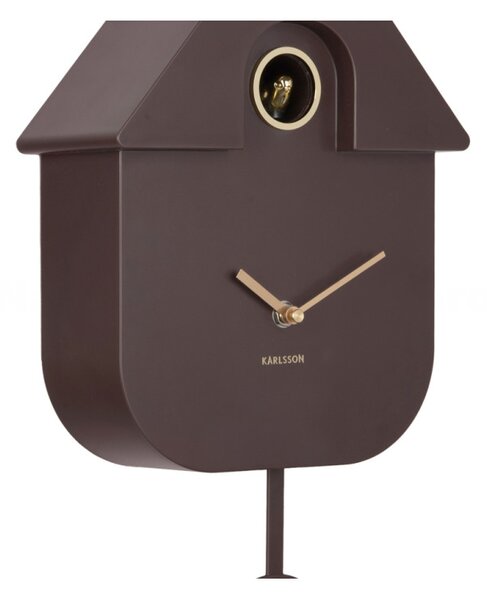 Kyvadlové nástěnné hodiny s kukačkou 6094DB Karlsson 41cm, hnědé