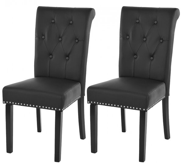 2x Jídelní židle Chesterfield 2, tmavé nohy - Černá
