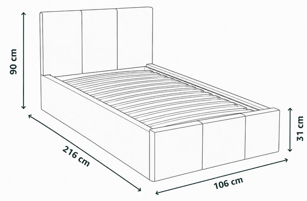 Calounená postel cerná 90x200 cm