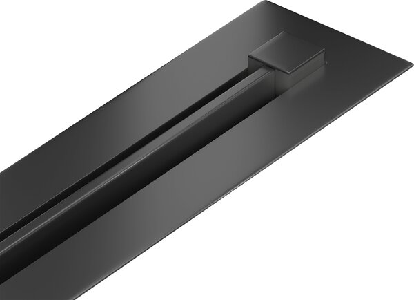 Mexen Flat Super Slim, super tenký odtokový žlab s 360° rotačním sifonem 180 cm, černá matná, 1751180