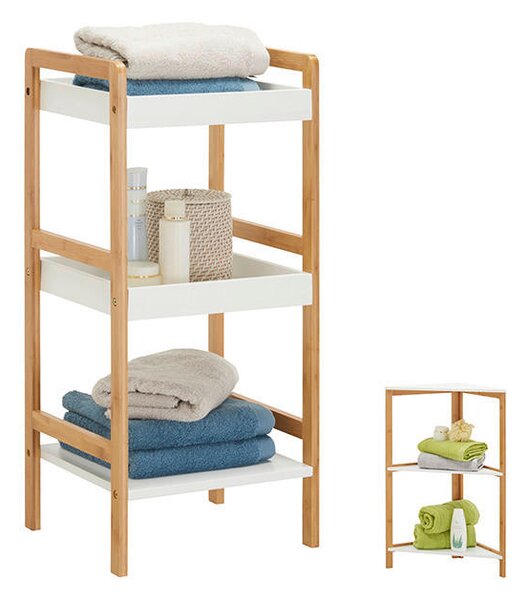 REGÁL DO KOUPELNY, bambus, přírodní barvy, bílá Xora - Koupelnové regály
