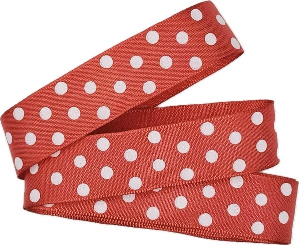 Stuha taftová HOT SPOT Cherry Red sytě červená 25mm x 2,5m ( 8,- Kč/m)