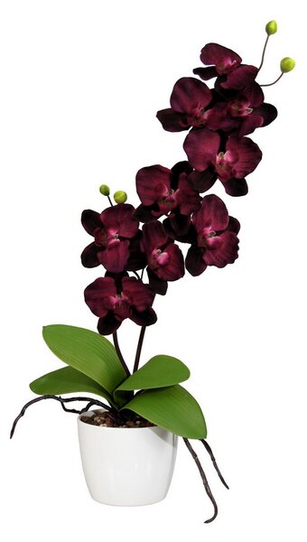 Umělá květina Orchidej fialová v květináči, 60cm