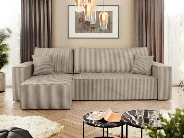 Rozkládací rohová sedačka PALOMINO L (249 x 142) cm – rozklad a úložný prostor univerzální fialová