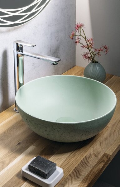 Sapho Sapho, FORMIGO betonové umyvadlo na desku, průměr 39cm, zelená mat, FG323