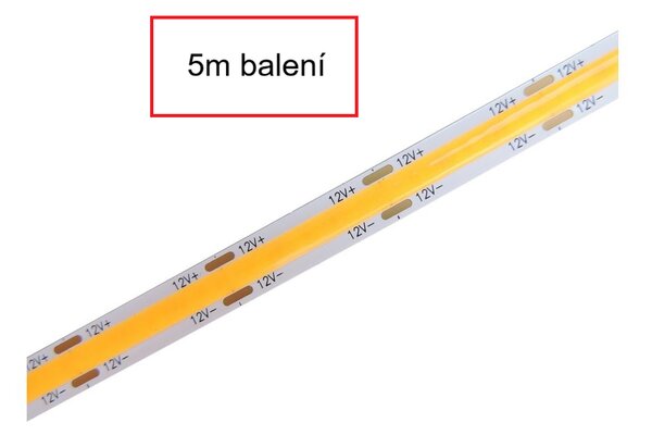 5m balení COB LED pásek 8W, 336LED/m, 12V, 8mm, IP20, 4000K