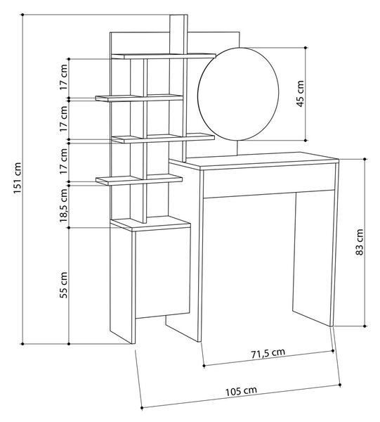 Kalune Design Toaletní stolek MUP 105 cm bílý