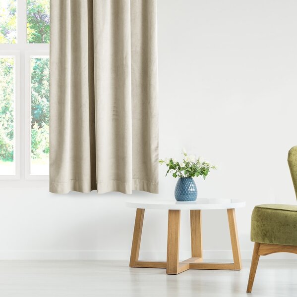 Závěs AmeliaHome Velvet s multifunkční páskou světle béžový, velikost 140x270