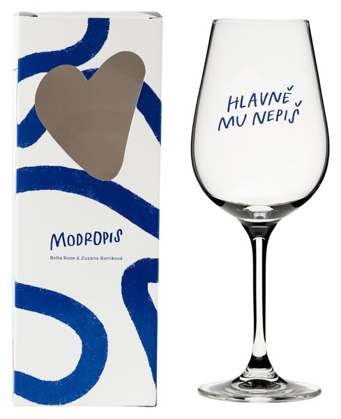 Sklenice na víno Hlavně mu nepiš + krabička