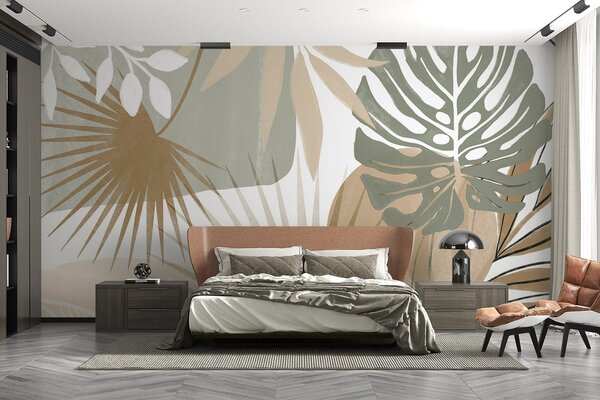 Fototapeta Abstraktní botanický design inspirovaný přírodou, Fototapety s palmovými listy, Populární fototapety, w08738v1 - Tapeko.co.cz