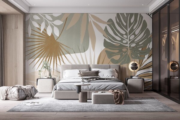 Fototapeta Abstraktní botanický design inspirovaný přírodou, Fototapety s palmovými listy, Populární fototapety, w08738v1 - Tapeko.co.cz