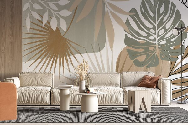 Fototapeta Abstraktní botanický design inspirovaný přírodou, Fototapety s palmovými listy, Populární fototapety, w08738v1 - Tapeko.co.cz