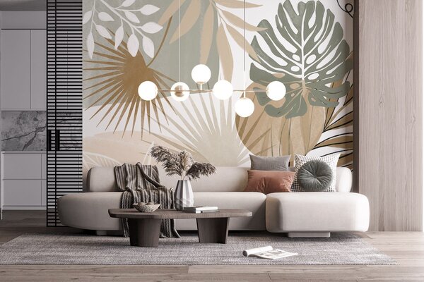 Fototapeta Abstraktní botanický design inspirovaný přírodou, Fototapety s palmovými listy, Populární fototapety, w08738v1 - Tapeko.co.cz