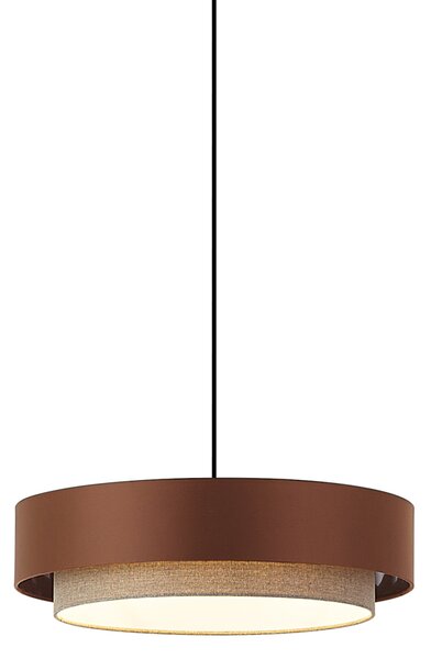 Moderní závěsné svítidlo tmavě bronzové s taupe 50 cm 3-světelné – Drum Duo