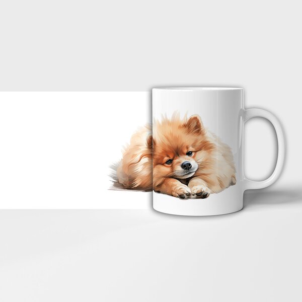 Hrnek ležící Pomeranian
