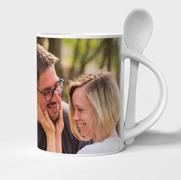 Hrnek 300ml bílý se lžičkou