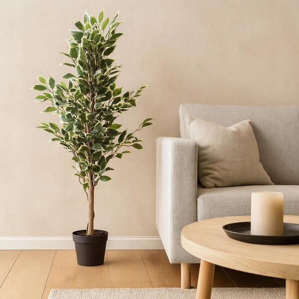 UMĚLÝ FIKUS 115 CM V ČERNÉM KVĚTINÁČI PLAST