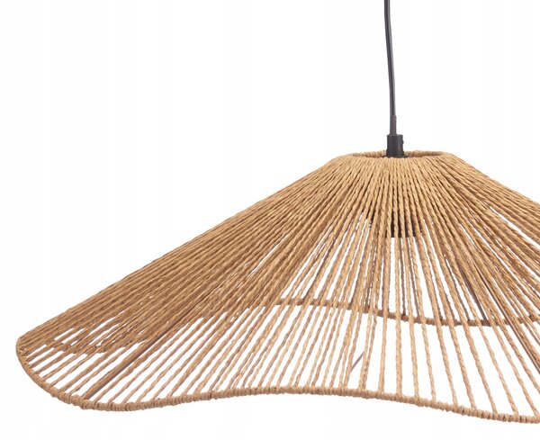 ZÁVĚSNÉ STROPNÍ SVÍTIDLO PLETENÉ HNĚDÉ PLETENÉ STÍNIDLO 55 cm DO OBÝVACÍHO POKOJE