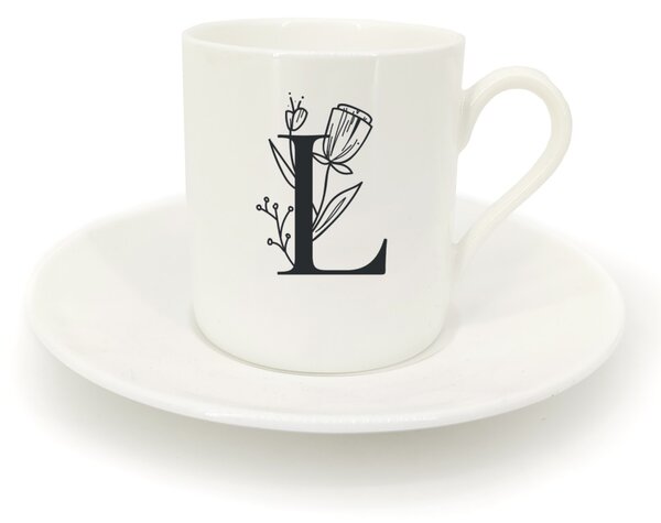 Hrnek ristretto s talířkem - monogram květy 01 L