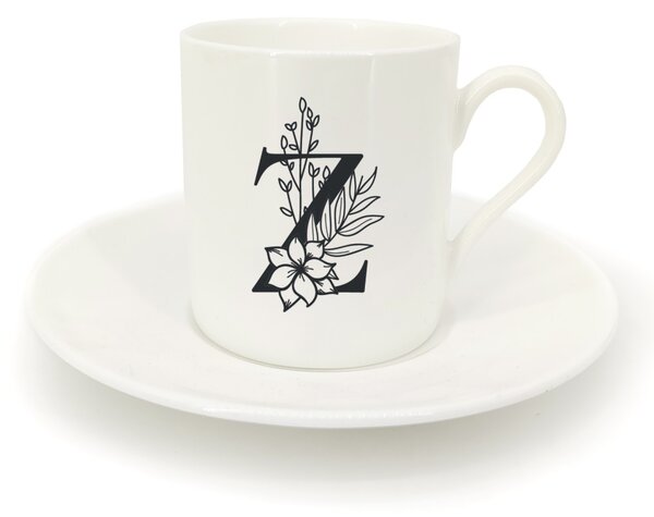 Hrnek ristretto s talířkem - monogram květy 01 Z