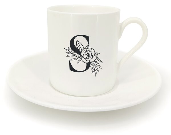 Hrnek ristretto s talířkem - monogram květy 01 S