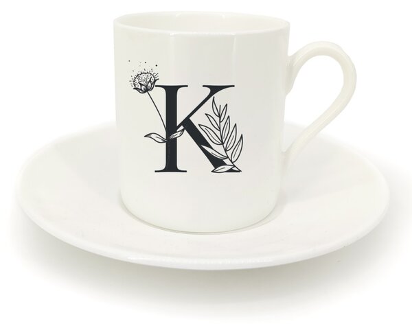 Hrnek ristretto s talířkem - monogram květy 01 K