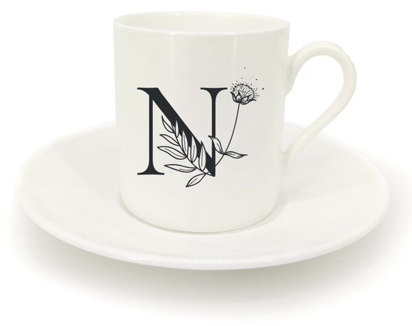 Hrnek ristretto s talířkem - monogram květy 01 N