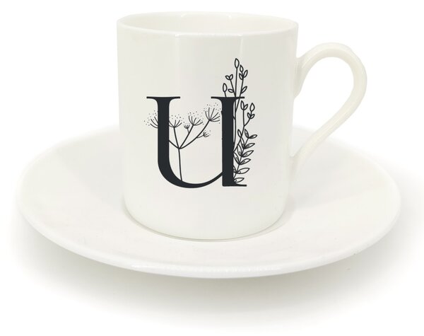 Hrnek ristretto s talířkem - monogram květy 01 U