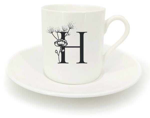 Hrnek ristretto s talířkem - monogram květy 01 H