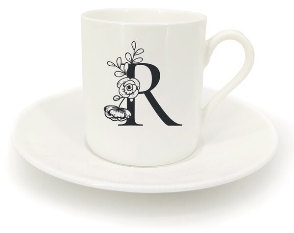 Hrnek ristretto s talířkem - monogram květy 01 R