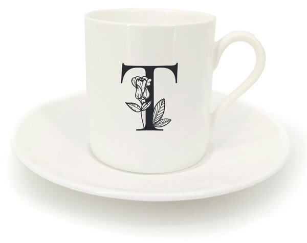 Hrnek ristretto s talířkem - monogram květy 01 T