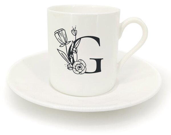 Hrnek ristretto s talířkem - monogram květy 01 G