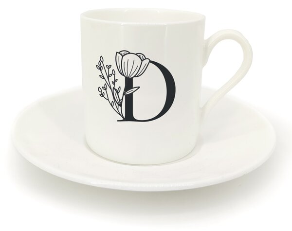Hrnek ristretto s talířkem - monogram květy 01 D