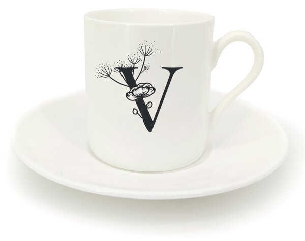 Hrnek ristretto s talířkem - monogram květy 01 V